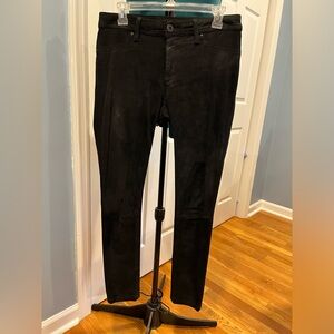 Black DL1961 Emma hybrid leather/stretch leggings